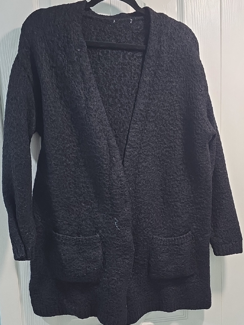 Black Open-Front Women's Cardigan Sweater